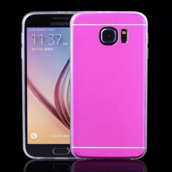 Wholesale Galaxy S7 Edge Slim Aluminum Hybrid Case (Hot Pink)